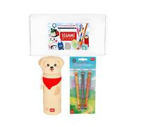 LEGAMI Fur-Ever Friends - Estuche de silicona con 3 bolígrafos de gel | Kawaii - Estuche para lápices y 3 bolígrafos de gel