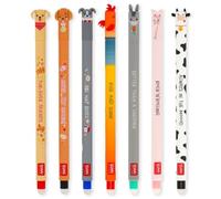 LEGAMI Fur-ever Friends + Farm Sweet Farm - Juego de 7 bolígrafos de gel borrables con tinta sensible al calor, tinta de colores y diseños temáticos de animales, punta de 0,7 mm, perros y animales de