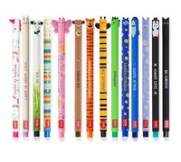 LEGAMI - Juego de 14 bolígrafos de gel borrables con tinta de borrado termosensible, de tinta y diseños de barril, punta de 0,7 mm, diseños de animales