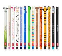 LEGAMI - Juego de 14 bolígrafos de gel borrables, tinta termosensible, variedad de colores y diseños de animales como panda, conejo, unicornio