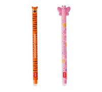 LEGAMI - Juego de 2 bolígrafos de goma de gel, bolígrafos con tinta borrable, tigre y mariposa borrables sin consumir hojas, punta de 0,7 mm