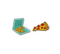 Legami - Juego de 2 Pines de Solapa de metal esmaltado, Pin Your Style!, Broche para mochila, bolso, regalo para parejas, pizza, tamaño 3 x 3 x 1 cm, amarillo, talla única, amarillo, talla única,