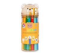 Legami - Juego de 24 lápices de colores con sacapuntas Teddy Friends, lápices para colorear, con forma de oso, resistentes, sin madera, colores brillantes, recipiente de PET reutilizable