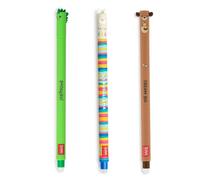 LEGAMI - Juego de 3 bolígrafos borrables de goma de gel, Dino y Lama sin utilizar hojas, punta 0,7 mm