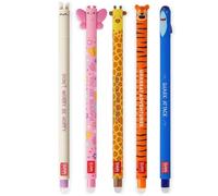Legami – Juego de 5 bolígrafos de gel borrables 0,7 mm tinta termosensible, diseños animales