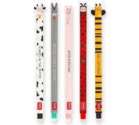 LEGAMI - Juego de 5 bolígrafos de gel borrables con tinta de borrado termosensible, gama de colores de tinta y diseños de barril, punta de 0,7 mm, mariquita, vaca, burro, cerdo y abeja