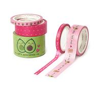 Legami - Juego de 5 cintas adhesivas de papel, Tape By Tape, Ø 4,5 cm, altura máxima 3 cm L 5 m, tema aguacate, muy coloridos, para pegar, decorar y personalizar