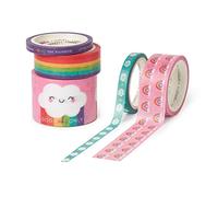 Legami - Juego de 5 cintas adhesivas de papel, Tape By Tape, Ø 4,5 cm, altura máxima 3 cm L 5 m, tema Rainbow, muy coloridos, para pegar, decorar y personalizar