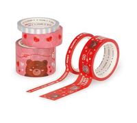 Legami - Juego de 5 cintas adhesivas, Tape by Tape, Teddy Bear, longitud 5 m, cintas adhesivas de colores en papel, 3 cintas diferentes para grosor y fantasía