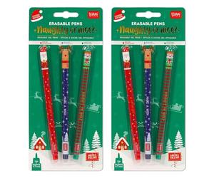 LEGAMI - Juego de 6 bolígrafos de gel borrables con tinta de borrado termosensible, blíster de edición navideña "Naughty or Nice", punta de 0.7 mm, tinta roja, azul y verde