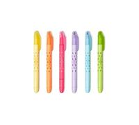 Legami - Juego de 6 marcadores borrables, Magic Highlighters, doble punta para resaltar y borrar, para trazos finos y gruesos, en amarillo, naranja, rojo, morado, azul claro, verde
