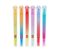 Legami - Juego de 6 marcadores de doble punta para maullidos, 1 punta biselada con purpurina y 1 x 1 mm redondo para sobrescribir, tinta a base de agua, mango triangular, 3 x 10,9 x 1,7 cm