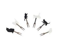 Legami - Juego de 6 tenedores para aperitivo, reutilizables, duraderos, aptos para alimentos con dedos, 3,4 x 9 cm, tema Cats