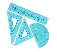 Legami - Juego de geometría, juego con regla de 15 cm, cuadrado de 60° de 10 cm, goniómetro de 180° para la escuela, estuche incluido, material flexible, Tema Space