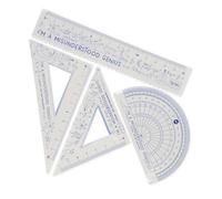 Legami - Juego de geometría, juego con regla de 15 cm, cuadrado de 60° de 10 cm, goniómetro de 180° para la escuela, estuche incluido, material flexible, Tema Genius