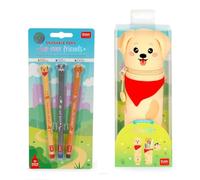 Legami - Kawaii Estuche Escolar 2 en 1 de Suave Silicona, Fur-ever Friends + Set de 3 Bolígrafos de Gel Borrables Fur-ever Friends - Limited Edition