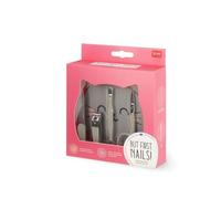 Legami - Kit de manicura - But First, Nails!, tijeras, cortaúñas, lima, empujador de cutículas para manicura y pedicura, juego de bolsillo y portátil, ideal para viajes, uso doméstico, kitty