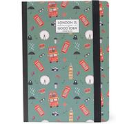 Legami London Themed A5 Paper Notebook w Back Pocket & Elastic Closure | 164 Lined & 24 Detachable Pages | Portable Diary Journal | Ideal for Writing Notes at School Office & Work
