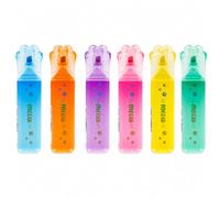 LEGAMI Meow Juego de 6 rotuladores fluorescentes con tapa de pata de gato, 6 colores azul, naranja, morado, rosa, amarillo y verde, para resaltar para la escuela, el estudio y la oficina