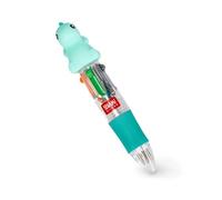 Legami - Mini bolígrafo 4 colores, mini Magic Rainbow, tinta 4 colores, verde, azul, naranja, negro, punta 1 mm, mango ergonómico de silicona, diámetro 2,3 cm, altura 10 cm, Dino
