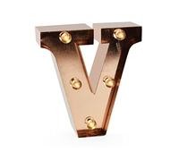 Legami - Mini letra decorativa luminosa, gancho trasero para colgar la letra en la pared, botón ON/OFF, 3 pilas ya incluidas, luz color blanco cálido, letra V