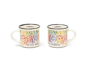 Legami MM0017 Espresso For Two, 2 tazas de café de porcelana New Bone China, capacidad 50 ml, tema After Rain, lavables en lavavajillas, aptas para microondas