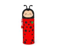 Legami - Mochila Escolar Kawaii 2 en 1 de Silicona Suave, Motivo Ladybug, portalápices de Mesa, Cremallera, lápices, lápices de Colores, rotuladores, Alto 21,7 cm