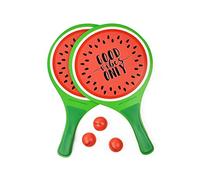 Legami - Raquetas de Playa, 2 Raquetas y 3 Bolas, Mango ergonómico, Funda incluida, para Adultos y niños, 23 x 38 cm, Tema Watermelon