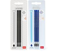 Legami - Recambio para bolígrafo de gel borrable, juego de 3 unidades, altura 13 cm, tinta termosensible negro+azul, punta 0,7 mm