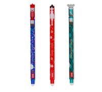 Legami - Set de 3 Bolígrafos de Gel Borrables, Edición Navidad, con Tinta termosensible, Rojo, Azul, Verde, se borran sin dañar el Papel