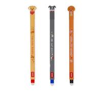 Legami - Set de 3 Bolígrafos Gel Borrables Fur-ever Friends, Bolígrafos con Tinta Borrable Termosensible, Negro, Azul, Rojo, Borrar Sin Consumir la Hoja, Punta 0,7 mm