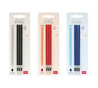 Legami - Set de 3 recambios para bolígrafos de gel borrables, blíster de 3 recambios, tinta negra, roja y azul, diámetro 0,4 cm, altura 13 cm