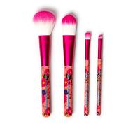 Legami - Juego de 4 brochas de maquillaje Oh My Glow! Tema Flowers, incluye Powder Brush, Foundation Brush, Eyeshadow Brush, Eyeliner Brush, 100% Vegano, Formato de Viaje