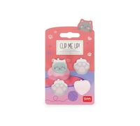 Legami - Set de 4 mini pinzas para el pelo Clip Me Up!, motivo Kitty, pinzas para peinar y dar estilo al cabello, fabricadas en PS y acrílico, 2,5 x 2,5 x 1,5 cm.