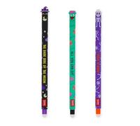 Legami - Set de bolígrafos borrables Halloween 2025, Set Erasable, The Boo Crew, Bolígrafos con tinta borrable termosensible, Negro, Violeta, Naranja, Borra sin gastar el papel