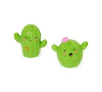 Legami - Set De Sal Y Pimienta De Cerámica, Tema Cactus, Decorados A Mano
