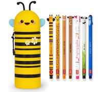 Legami – Juego 7 bolígrafos de gel borrables con estuche Bee 2 en 1, tinta termosensible 0,7 mm