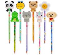 LEGAMI Squeezies HB - Lápices antiestrés, juego de 8 diseños | Decoración suave y apretable, alivio sensorial del estrés, plomo resistente, papelería temática kawaii