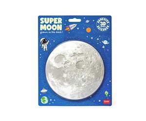 Legami - Super Moon, Luna fosforescente adhesiva, diámetro 15 cm, de PVC, se carga durante el día con la luz y la suelta de noche, aplicar sobre una superficie lisa y limpia, única