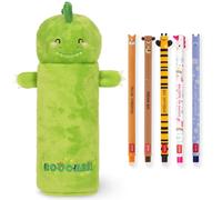 LEGAMI Super Soft Pencil Case & Erasable Gel Pens Set of 5 Cute Animal Pens wi