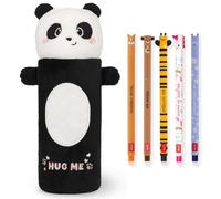 LEGAMI Super Soft Pencil Case & Erasable Gel Pens Set of 5 Cute Animal Pens wi