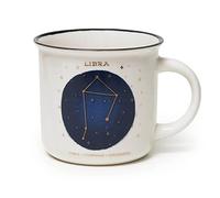Legami - Taza, Count Your Lucky Stars, Tema Libra, Taza de Porcelana New Bone China, Signo del Zodiaco Laminado en Oro, Apta para Lavavajillas, Capacidad 350 ml
