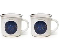 Legami - Taza, Count Your Lucky Stars, Tema Virgo, Taza de Porcelana New Bone China, Signo del Zodiaco Laminado en Oro, Apta para Lavavajillas, Capacidad 350 ml (Paquete de 2)