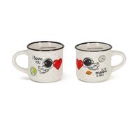 Legami - Tazas de café expreso For Two, juego de 2 tazas de café de porcelana New Bone China, taza de café lavable en lavavajillas, tema astronauta I Love You, diámetro 5,5 cm, capacidad 50 ml