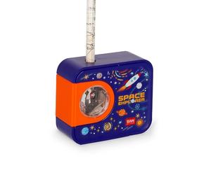 Legami - Temperino Eléctrico Top of the Tip, Tema Space, con Tanque | Para Lápices con Diámetro 6-8 mm, 1 Batería AA no incluida, en Plástico, 7.9 x 6.9 x 2.9 cm