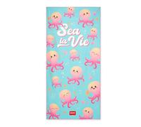 Legami - Toalla de Playa Ligera, Toalla de Playa de Microfibra, Toalla de Playa compacta, antiarena, Secado rápido, Ultra Absorbente, Ahorra Espacio, 85 x 180 cm, Octopus