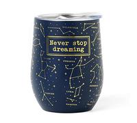 Legami - Vaso térmico 325 ml, Hot&Cold, Ø 9 cm, de acero inoxidable de doble capa y plástico, tema Stars, reutilizable, tapón hermético con orificio para pajita, ligero, resistente