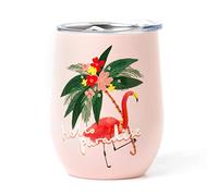 Legami - Vaso térmico 325 ml, Hot&Cold, Ø 9 cm, de acero inoxidable de doble capa y plástico, tema flamingo, reutilizable, tapón hermético con orificio para pajita, ligero, resistente