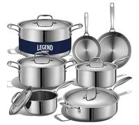 LEGEND COOKWARE Juego de utensilios de cocina de acero inoxidable | Juego de ollas y sartenes de 5 capas de 12 piezas compatible con inducción, no tóxico, la mejor construcción resistente 18/8 con