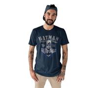 LEGEND ICON Officielle DC Batman T-Shirt pour Hommes The Caped Crusader - Gotham City imprimé Coton tee Shirt - Coupe Classique Manches Courtes Col Rond - vêtements décontractés élégants,Navy_XXL